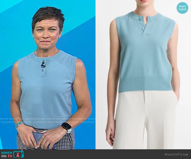 Vince Wool-Blend Henley Shel in sky steel worn by Stephanie Gosk on Today