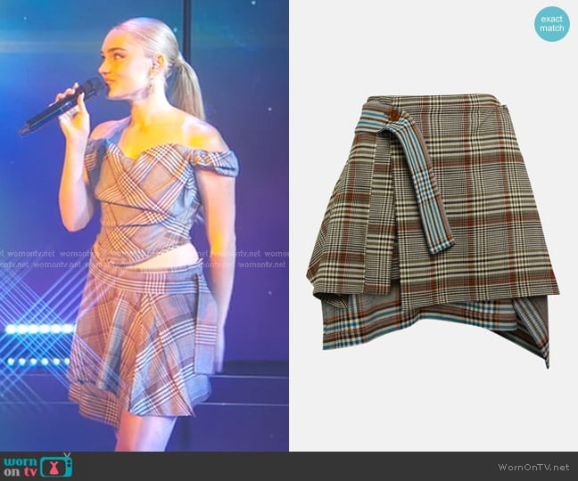 Vivienne Westwood Checked Tweed Miniskirt worn by Meg Donnelly on Good Morning America