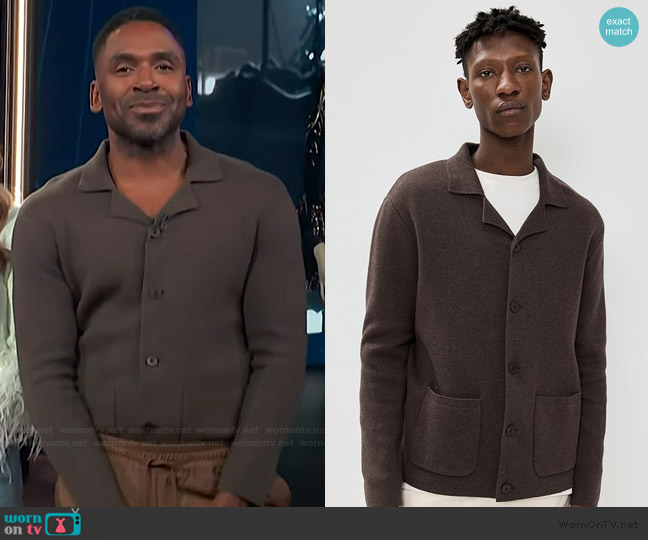 Wax London Wightman Cotton Cashmere Cardigan worn by Justin Sylvester on E! News