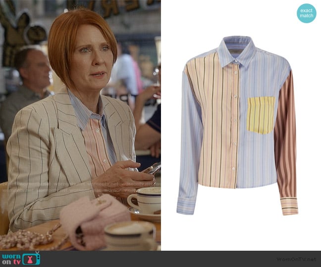 Weekend Max Mara Striped Long-sleeved Shirt worn by Miranda Hobbs (Cynthia Nixon) on And Just Like That