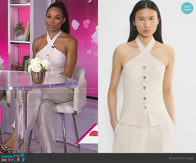 Wilfred CruiseLinen Lisbon Vest in natural ecru worn by Devyn Simone on Today
