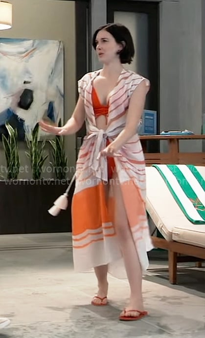 Willow’s red bikini and striped cover-up on General Hospital