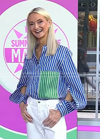 Zanna Roberts Rassi’s blue striped split sleeve shirt on Today
