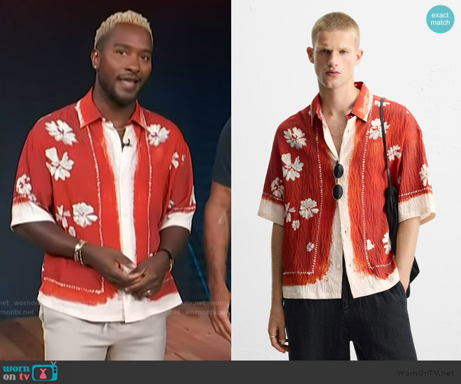 Zara Floral Print Shirt worn by Scott Evans on Access Hollywood