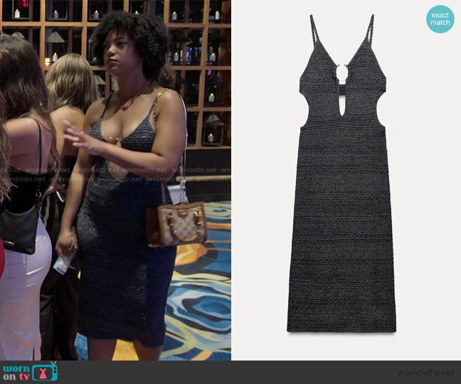 Zara Metallic Cutout Dress worn by Riley Burruss on Next Gen NYC