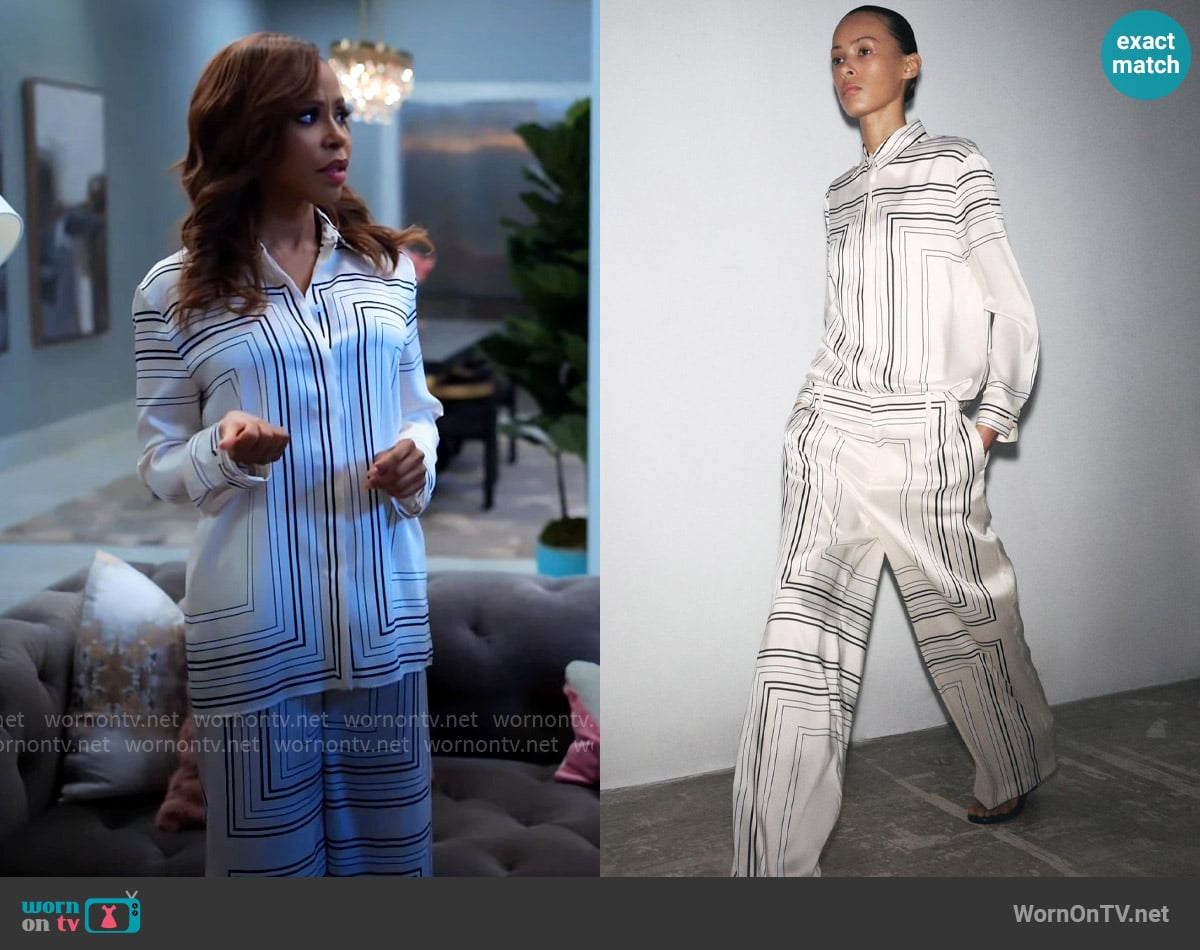 Zara Printed Shirt worn by Andrea Barnes (Kj Smith) on Tyler Perrys Sistas