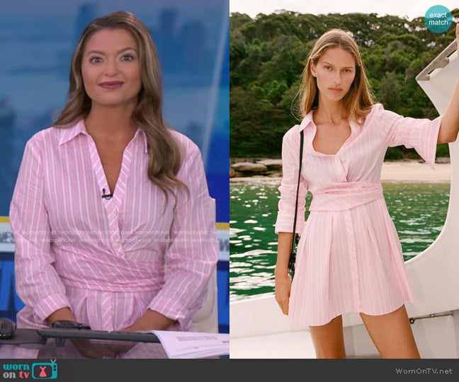 Zara Striped Mini Dress worn by Dani Beckstrom on Good Morning America