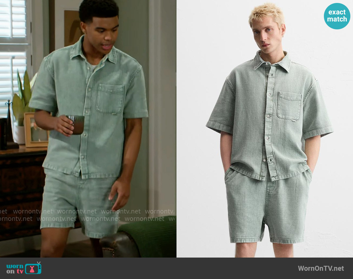 Zara Relief Washed Shirt worn by Tyrell Richardson (Jaden Lucas Miller) on Beyond the Gates