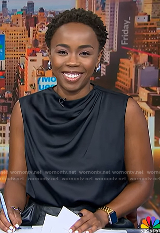 Zinhle’s black satin top on NBC News Daily