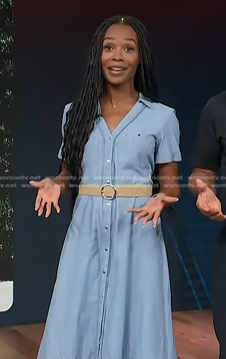 Zuri’s denim belted shirtdress on Access Hollywood