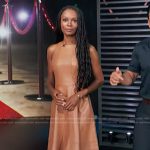 Zuri’s brown leather dress on Access Hollywood