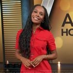 Zuri’s red belted shirtdress on Access Hollywood