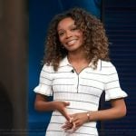 Zuri’s white striped knit polo dress on Access Hollywood