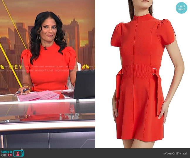 3.1 Phillip Lim Compact Rib Tulip Mini Dress in Poppy worn by Darlene Rodriguez on Today