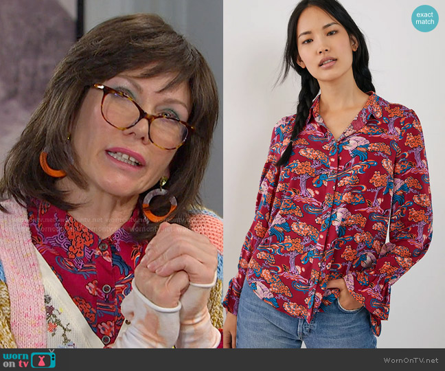 Maeve Darla Button Down Shirt worn by Susan Banks (Stacy Haiduk) on Days of our Lives