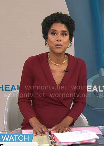 Adriana Diaz’s burgundy dress on CBS Mornings
