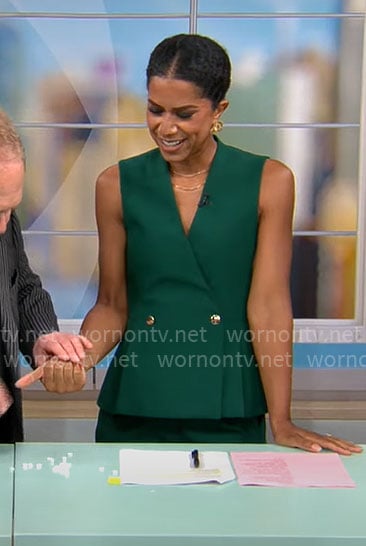 Adriana Diaz’s green vest on CBS Mornings