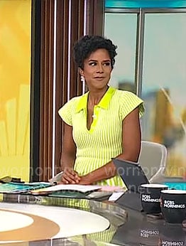 Adriana Diaz’s lime striped polo dress on CBS Mornings