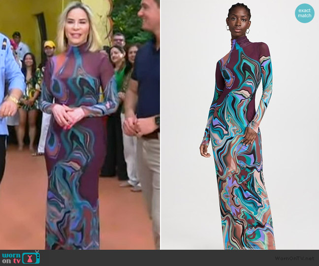 AFRM Billie Turtleneck Long Sleeve Maxi Dress worn by Lynn Martinez on Good Morning America