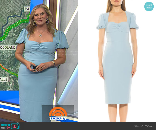 Alexia Admor Micaela Sweetheart Neck Sheath Dress in Halogen Blue worn by Emily West on Today