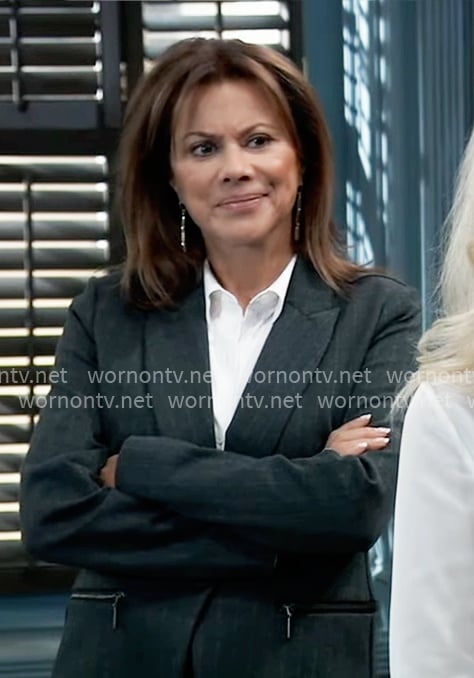 Alexis’s grey pinstripe blazer on General Hospital