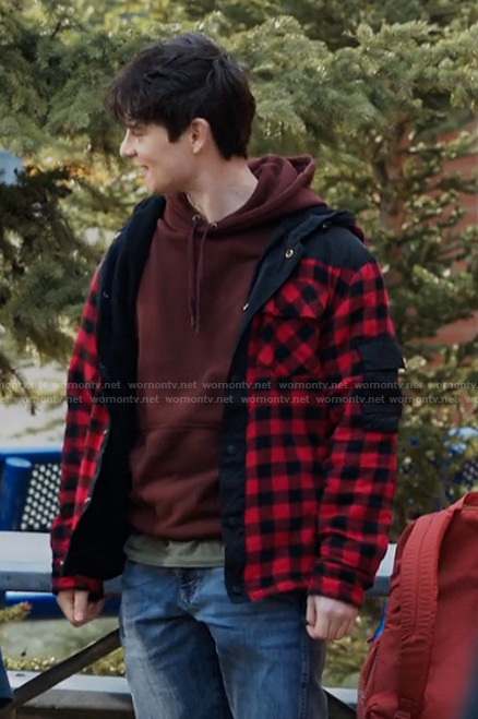 Alex’s red check print jacket on My Life with the Walter Boys