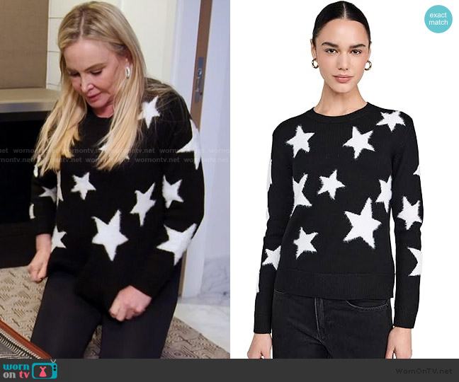 Alice + Olivia Andora Fuzzy Star Pullover worn by Shannon Beador on The Real Housewives of Orange County