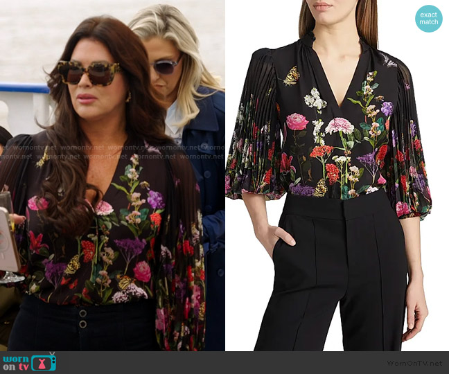 WornOnTV: Emily's black floral blouse on The Real Housewives of