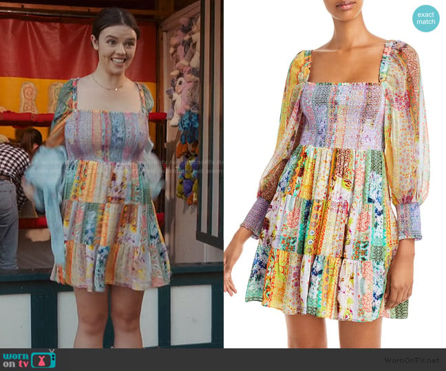 Alice + Olivia Rowen Smocked Patchwork Dress worn by Grace (Ellie O’Brien) on My Life with the Walter Boys