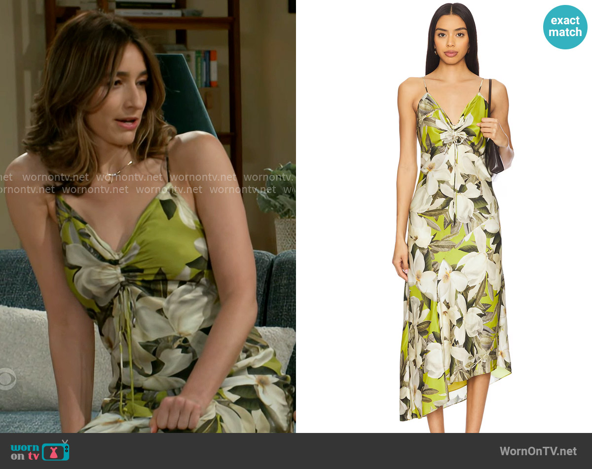 All Saints Alexia Dress in Revive Stem Green worn by Ashley Morgan (Jen Jacob) on Beyond the Gates