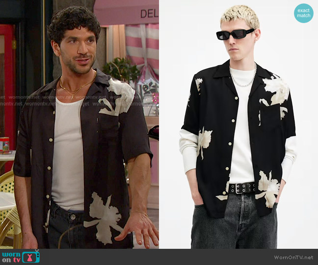 All Saints Lachaise Floral Print Relaxed Fit Shirt worn by  Javi Hernandez (Al Calderon) on Days of our Lives