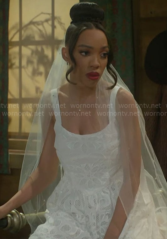 Allison’s white lace dress on Beyond the Gates