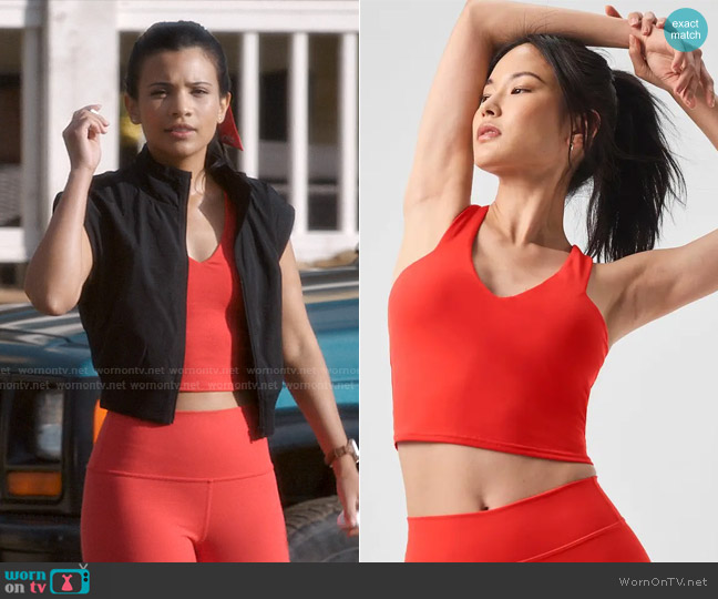 Alo Yoga Airbrush Real Bra Tank in Red Hot Summer worn by Jackie Howard (Nikki Rodriguez) on My Life with the Walter Boys
