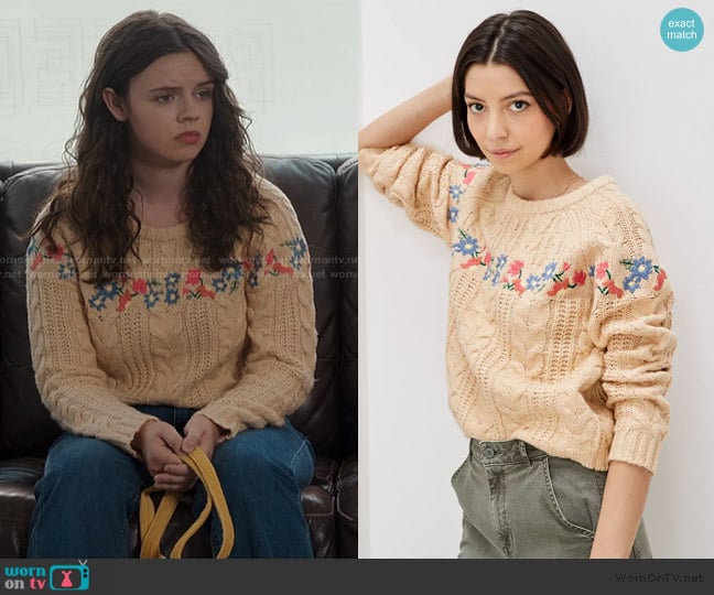 American Eagle Embroidered Sweater worn by Grace (Ellie O’Brien) on My Life with the Walter Boys