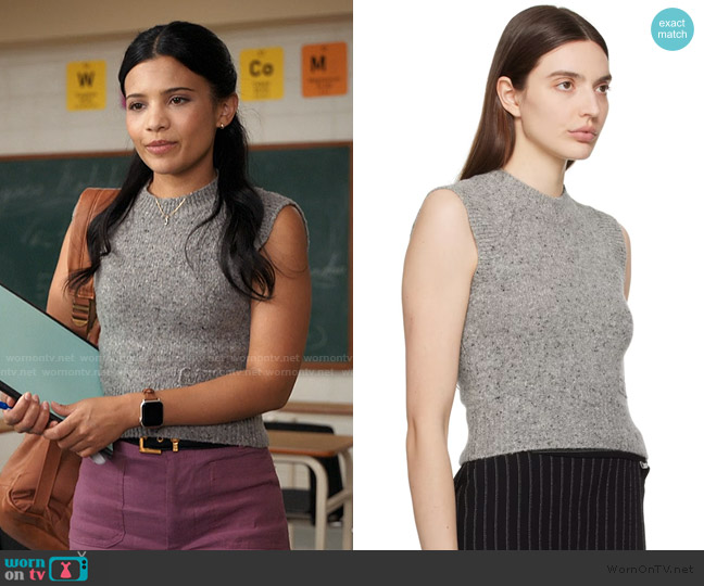 Ami Paris Gray Sleeveless Vest worn by Jackie Howard (Nikki Rodriguez) on My Life with the Walter Boys