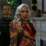 Anita’s gold and red brocade blazer on Beyond the Gates