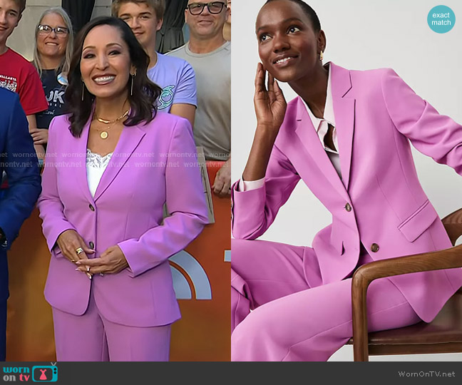 Ann Taylor The Side-Zip Straight Pant in Fluid Crepe Orchid Glow worn by Lynette Romero on Today