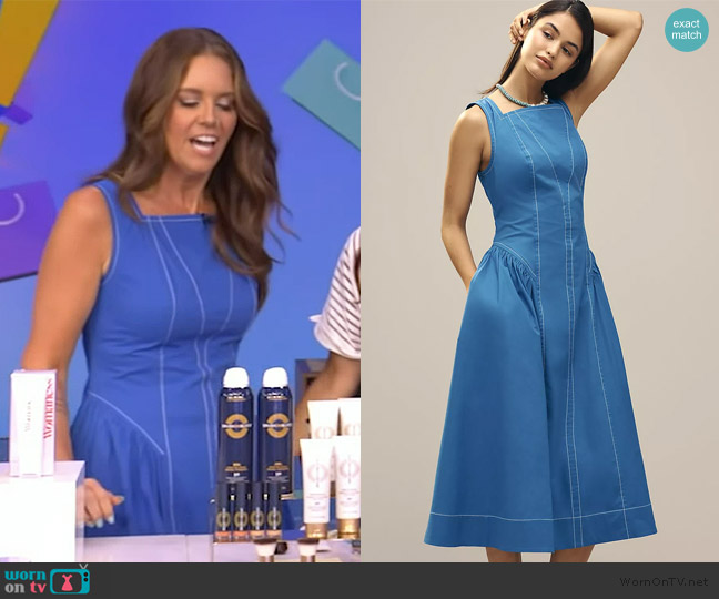 Anthropologie High-Neck Seamed Midi Dress worn by Monica Mangin on Live with Kelly and Mark