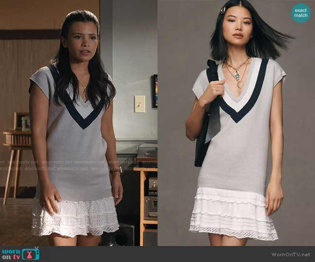 Anthropologie Varsity Short-Sleeve Twofer Mini Dress worn by Jackie Howard (Nikki Rodriguez) on My Life with the Walter Boys