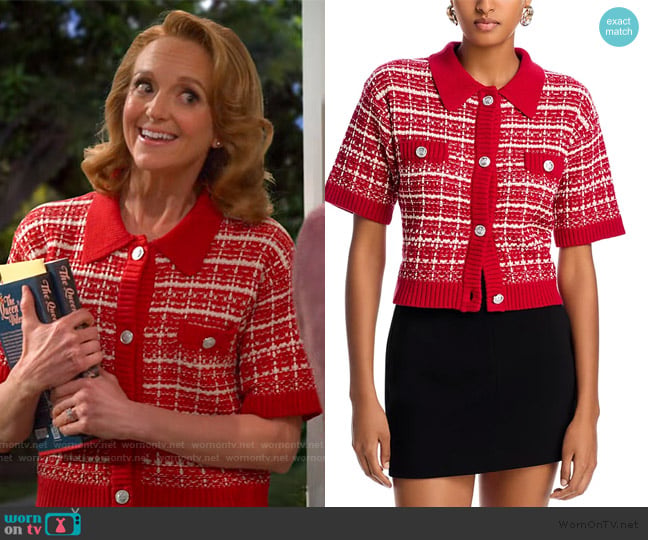 Aqua Tweed Cardigan worn by Mary (Jayma Mays) on Leanne