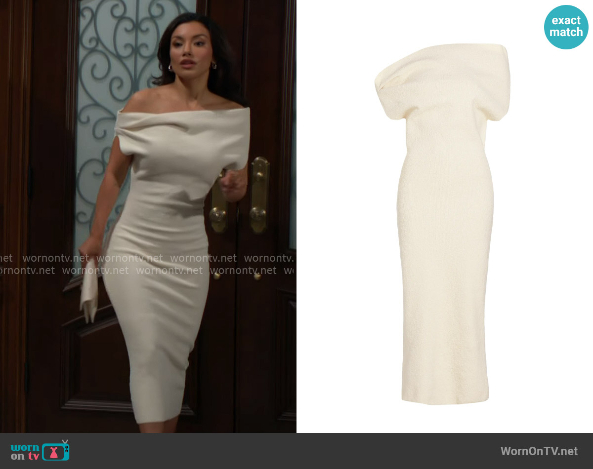 Armarium Debra Cotton Boucle Midi-Dress worn by Audra Charles (Zuleyka Silver) on The Young and the Restless