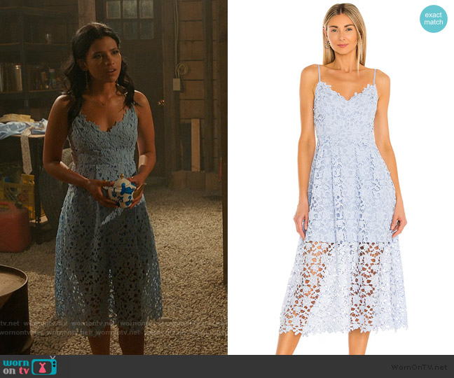 ASTR the Label Lace A-Line Midi Dress worn by Jackie Howard (Nikki Rodriguez) on My Life with the Walter Boys