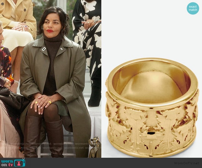 Aymer Maria Acanthus ring gold worn by Seema Patel (Sarita Choudhury) on And Just Like That