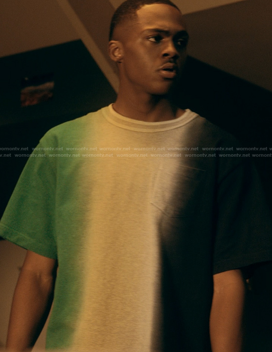 Bakari’s tie dye print tee on The Chi