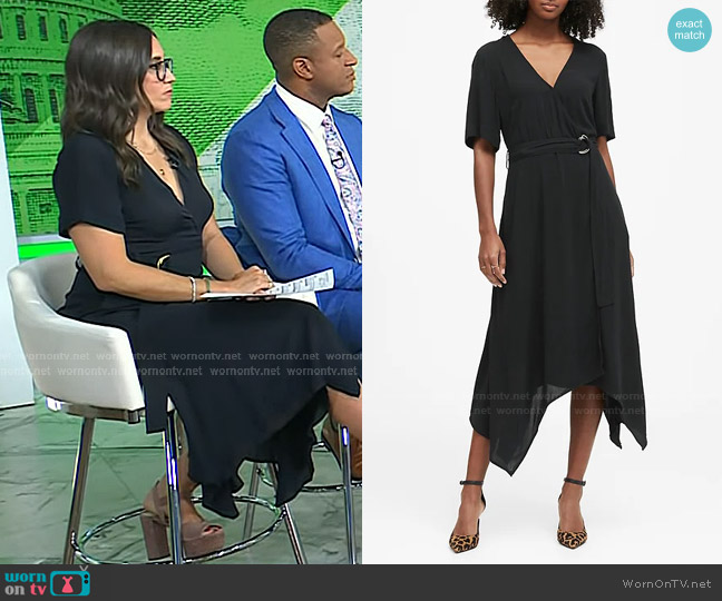 Banana Republic Handkerchief-Hem Wrap Dress in Black worn by Savannah Sellers on Today