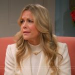 Becca’s white textured blazer on Leanne