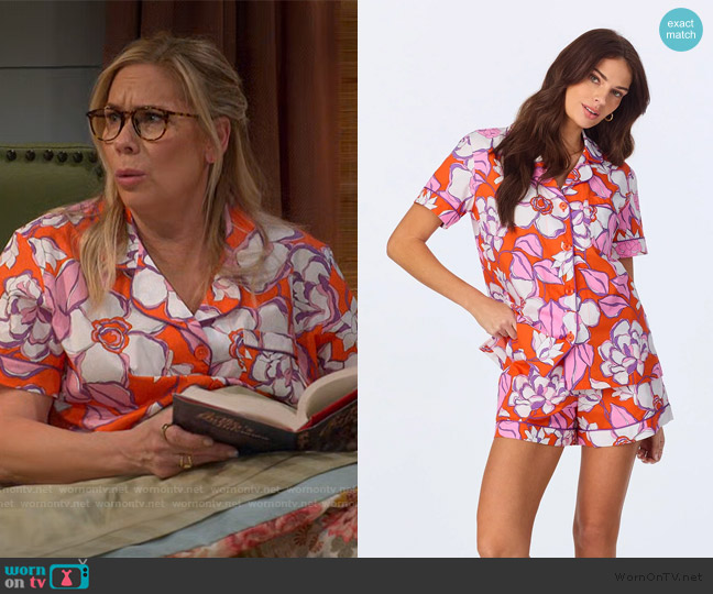 Bedhead X Trina Turk Gardenia Short Sleeve PJ Set worn by Leanne Murphy (Leanne Morgan) on Leanne