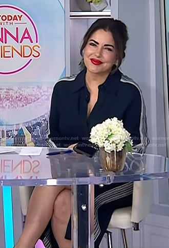 Bobbie’s navy striped shirtdress on Today