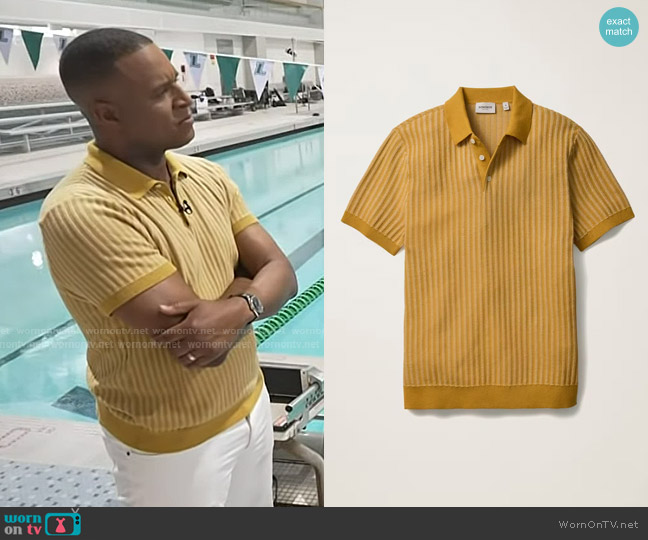 Bonobos Hudson Sweater Polo in dijon cream cotton stripe worn by Craig Melvin on Today