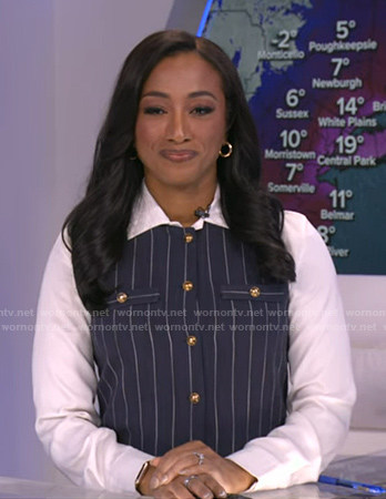 Brittany’s navy pinstripe dress on Good Morning America